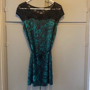 Black and green dress with lace